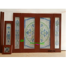 ประตูกระจกนิรภัยไม้สัก รหัส SW 5-12